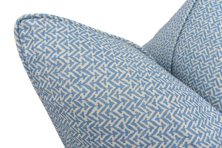 GP & J Baker - Tilly - Blue - Stylish Versatile Geometric Designer Cushion Cover - Modern Blue White Zig Zag Stripe Cotton Custom Pillow.
