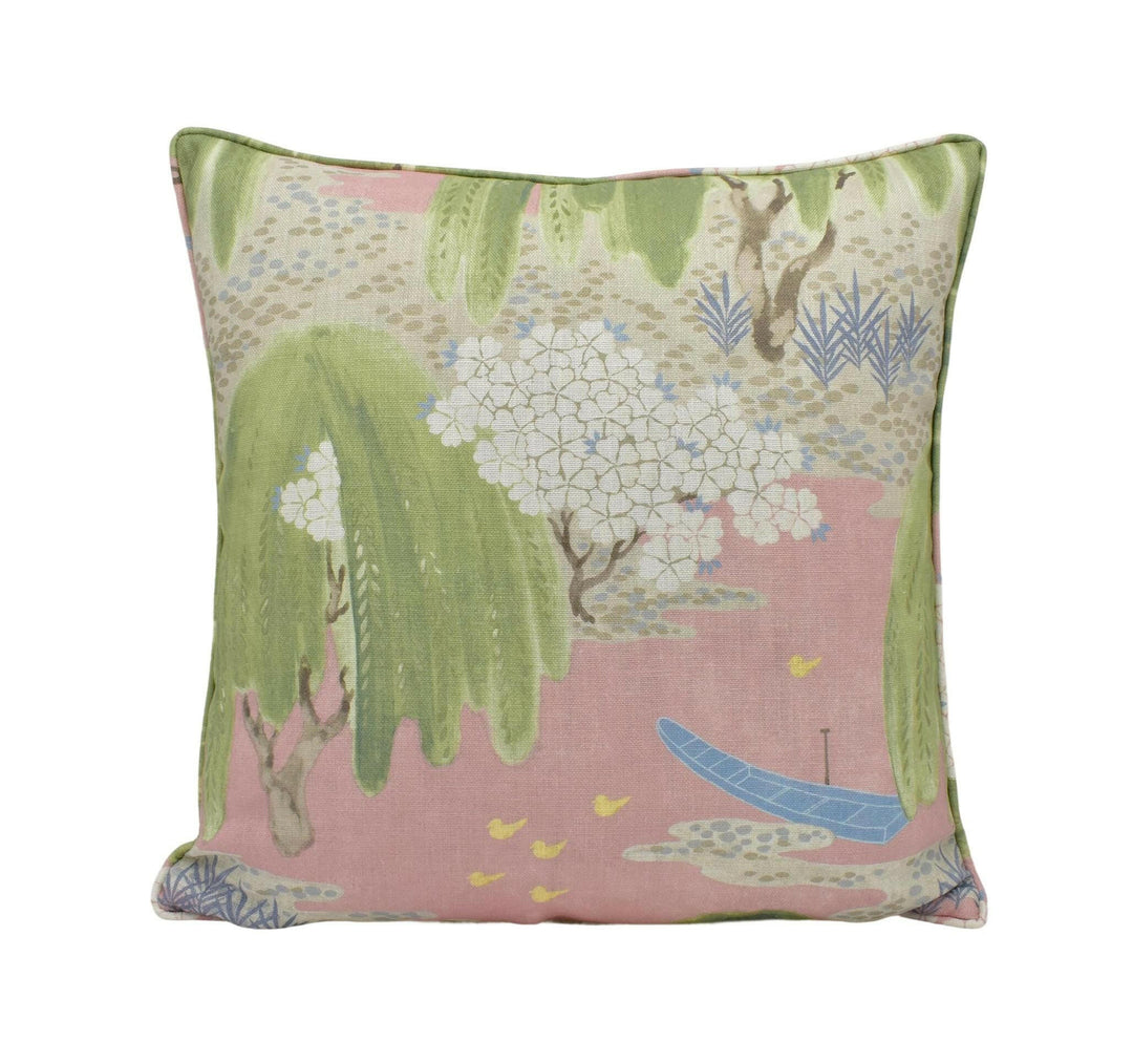 Anna French x Thibaut - Willow Tree - Blush - Symbolic Spiritual Japanese Willow Tree Floral Designer Cushion Cover Preppy Pink Cottage Core.