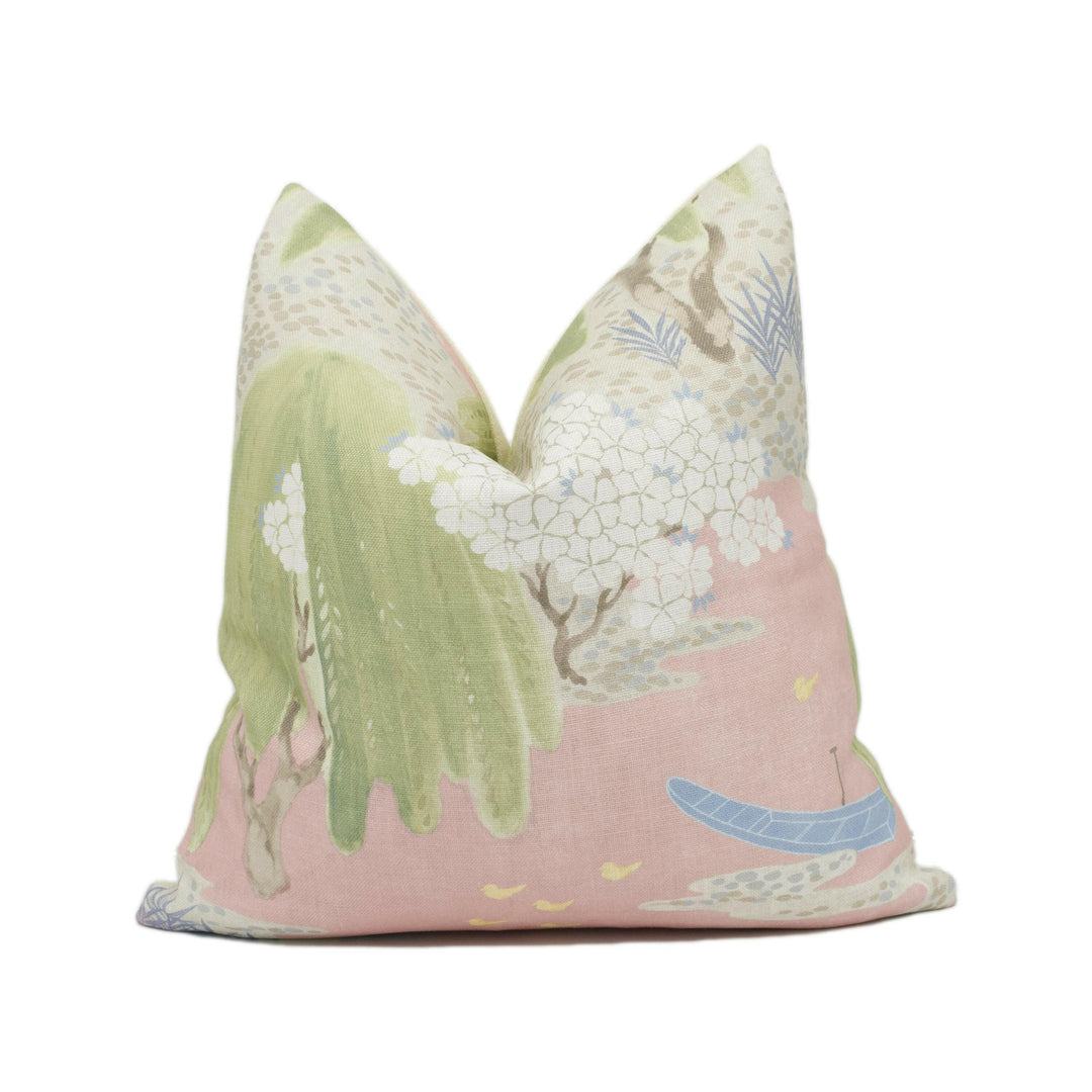 Anna French x Thibaut - Willow Tree - Blush - Symbolic Spiritual Japanese Willow Tree Floral Designer Cushion Cover Preppy Pink Cottage Core.