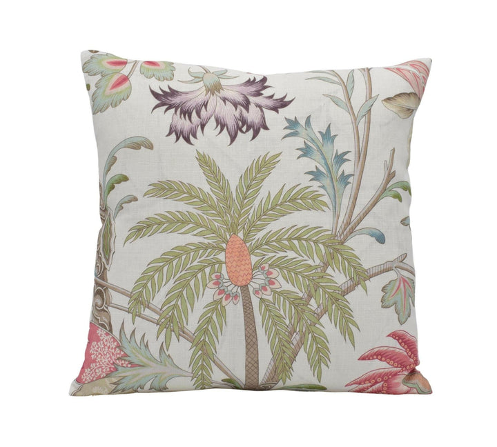Cowtan and Tout - Arabella - Coral / Sand - Radiant Tropical Flora & Fauna Designer Cushion Cover - Orange Green Botanical Jungle Pillow.