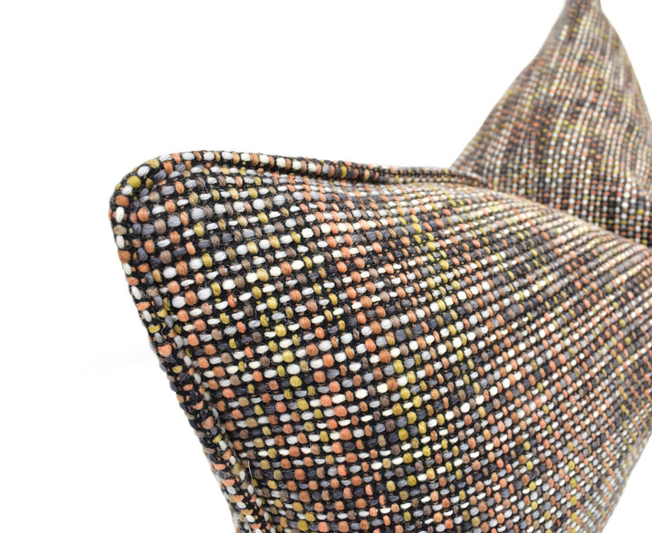 Harlequin - Cestino - Cinnamon - Contemporary Wool Tweed Thick Loop Weave Pillow Cover - Orange Black Designer Woven Handmade Pillow.
