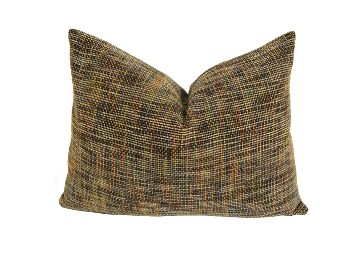 Harlequin - Cestino - Cinnamon - Contemporary Wool Tweed Thick Loop Weave Pillow Cover - Orange Black Designer Woven Handmade Pillow.