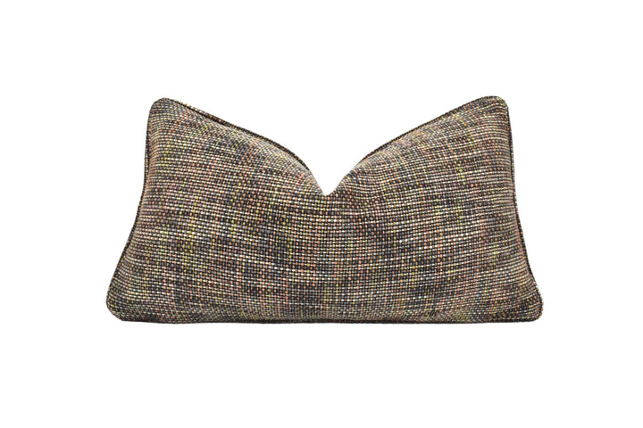 Harlequin - Cestino - Cinnamon - Contemporary Wool Tweed Thick Loop Weave Pillow Cover - Orange Black Designer Woven Handmade Pillow.