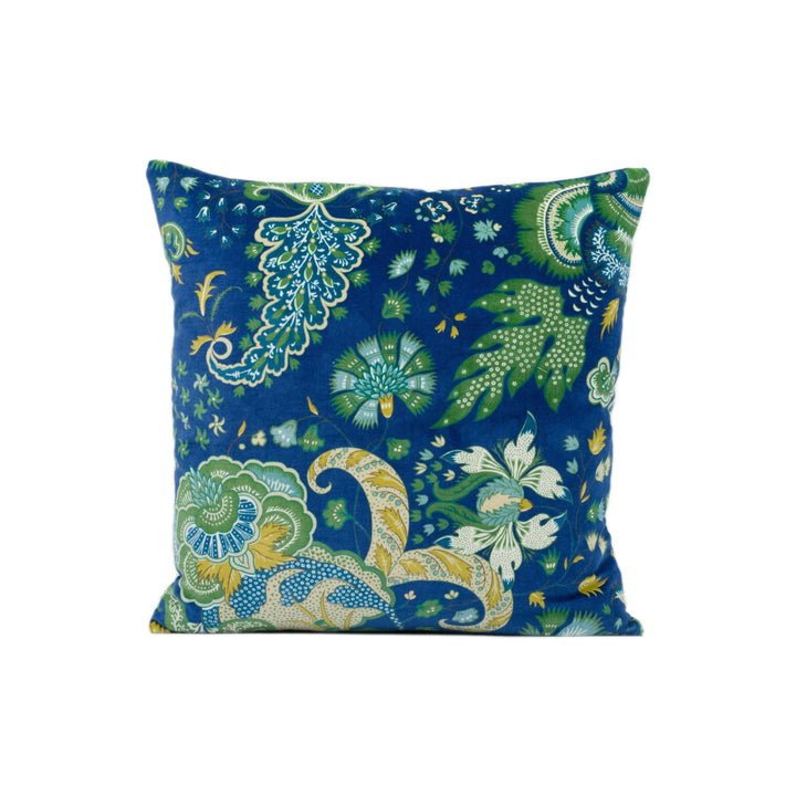 Schumacher - Majorelle Velvet - Blue - Leon Bakst Inspired Floral Designer Velvet Cushion Cover  Green Yellow Exotic Eastern Russes Pillow.