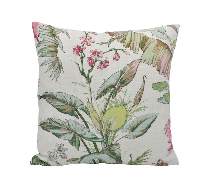 Schumacher - Tropique - Blush - Vintage Style Tropical Designer Floral Cushion Cover - Pink Green 1800&