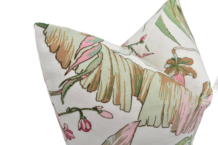 Schumacher - Tropique - Blush - Vintage Style Tropical Designer Floral Cushion Cover - Pink Green 1800&