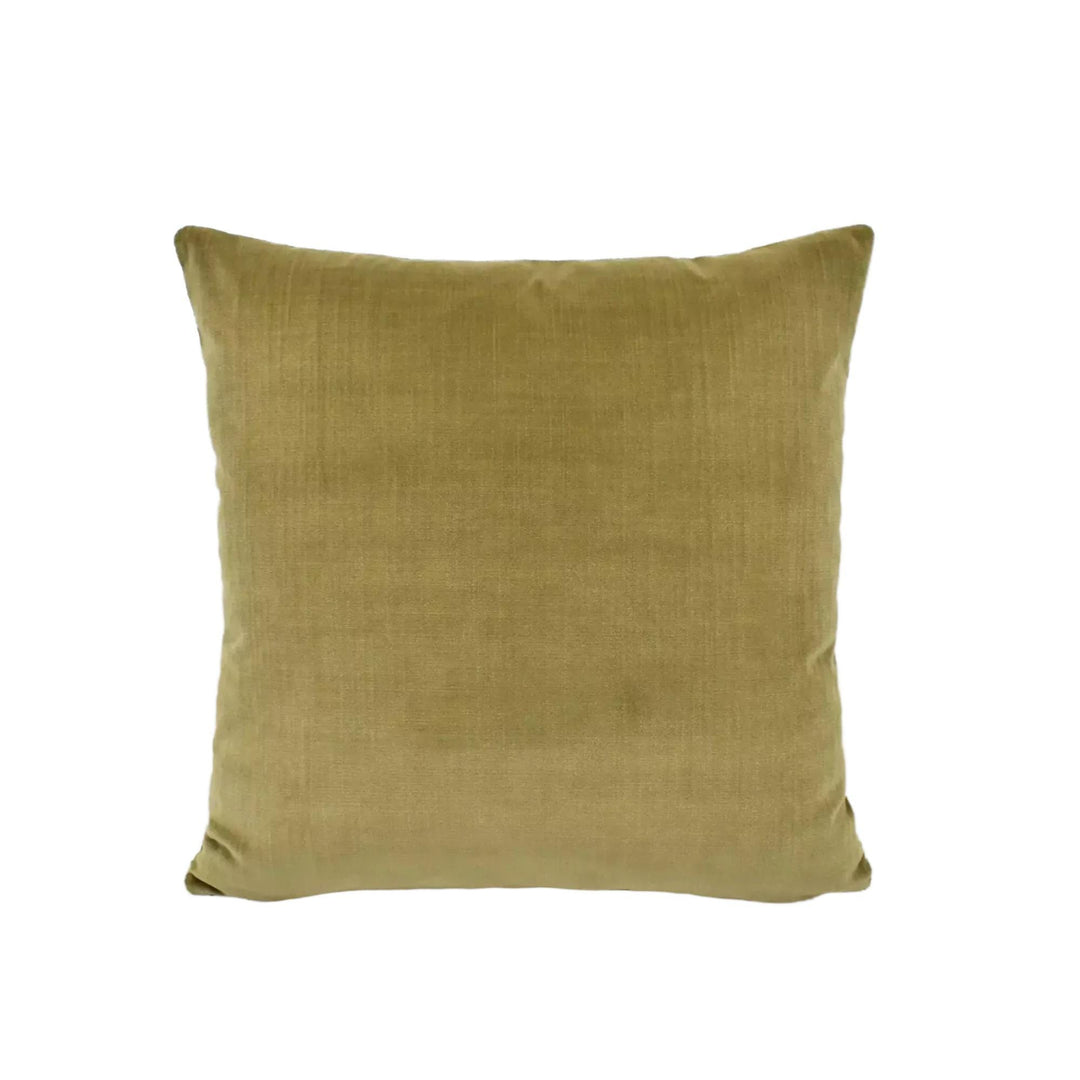 A plain, square throw pillow with a solid, light green color.
